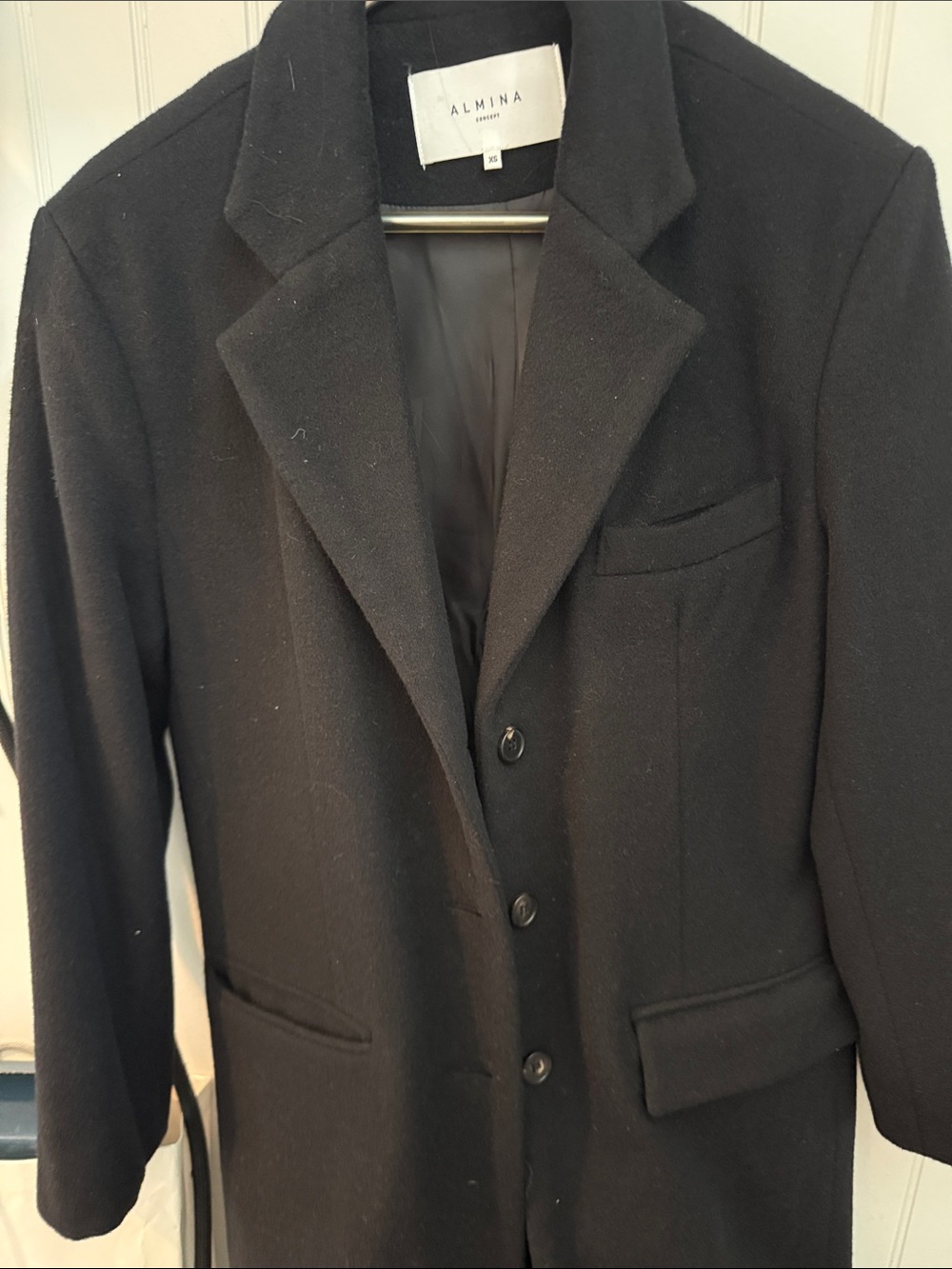 Almia Black Womens Tailored Coat